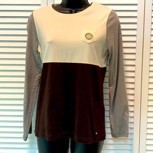 Ralph Lauren cotton top.  Sz S.  Brown cream grey